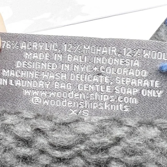 Wooden Ships NWT Snow Cowl Neck Chunky Knit Sweater Grey White Mohair Wool XS - Picture 8 of 8